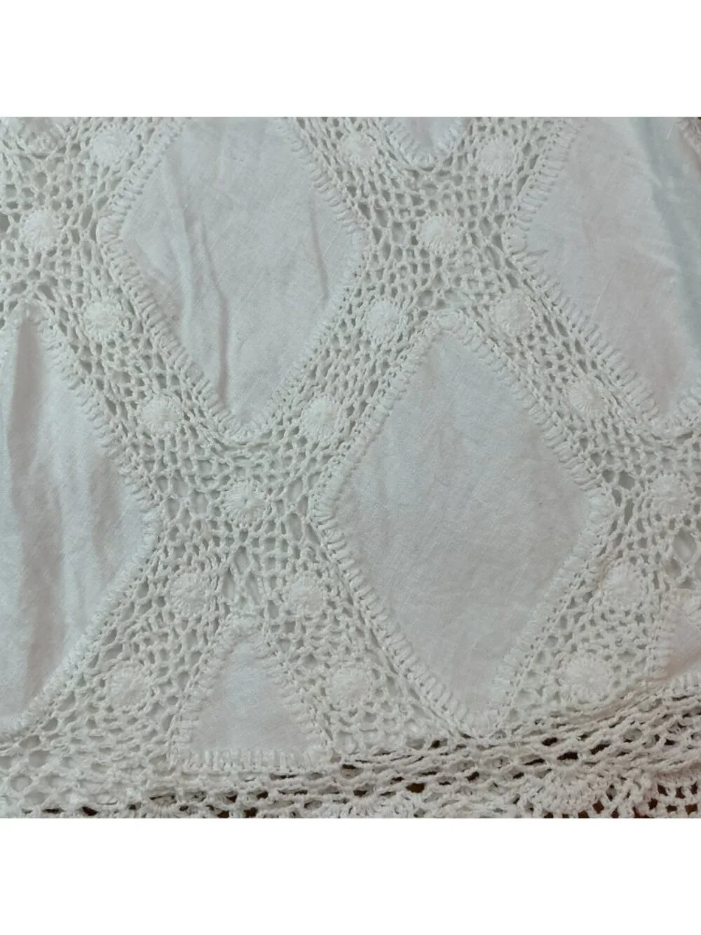 Sigrid Olsen White Crochet Diamond Pattern Cotton Skirt Size S